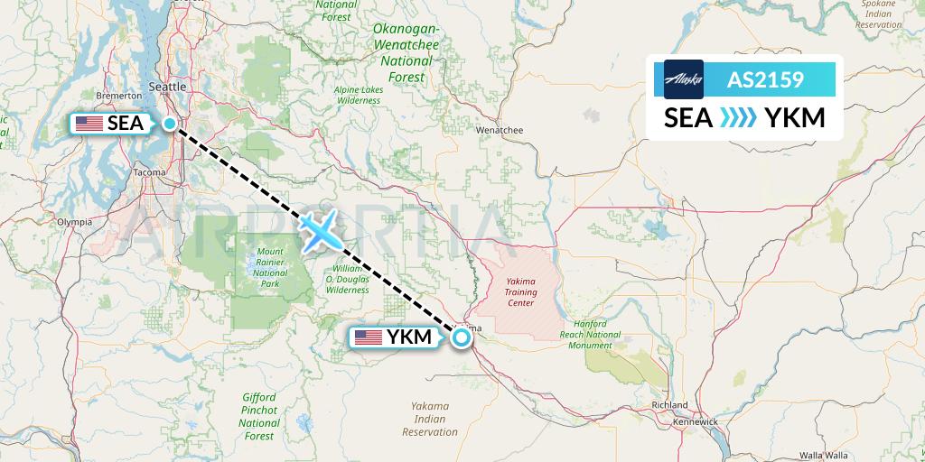 AS2159 Alaska Airlines Flight Map: Seattle to Yakima