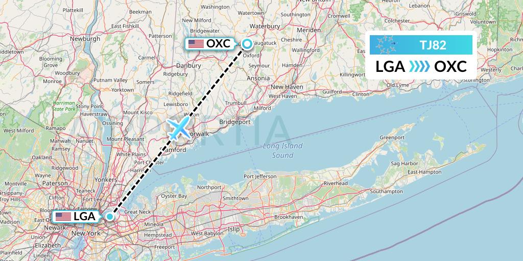 TJ82 Tradewind Aviation Flight Map: New York to Oxford