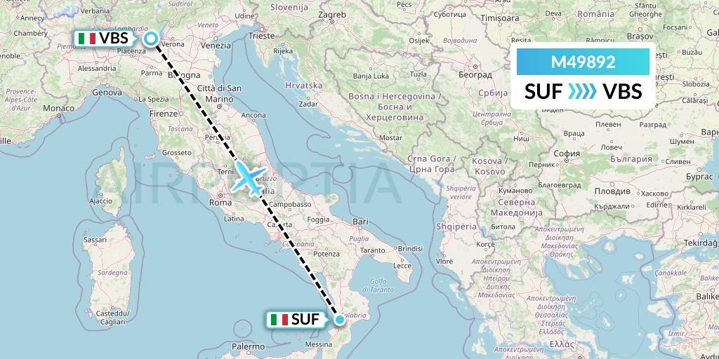 M49892 Mistral Air Flight Map: Lamezia Terme to Brescia