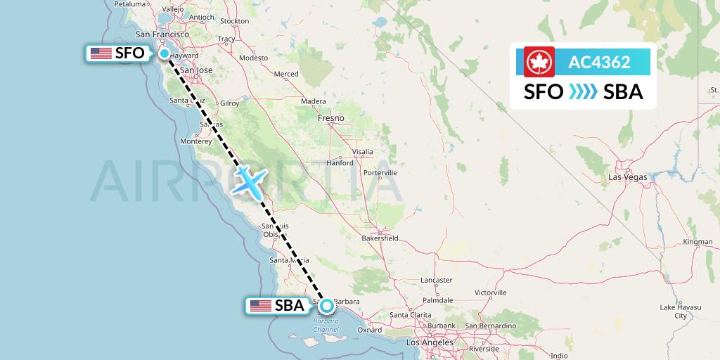 AC4362 Air Canada Flight Map: San Francisco to Santa Barbara