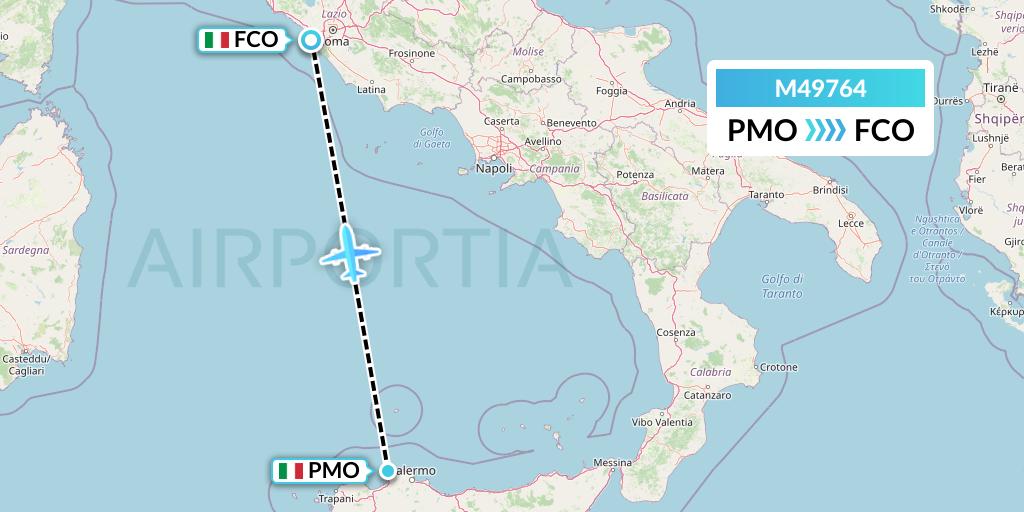 M49764 Mistral Air Flight Map: Palermo to Rome