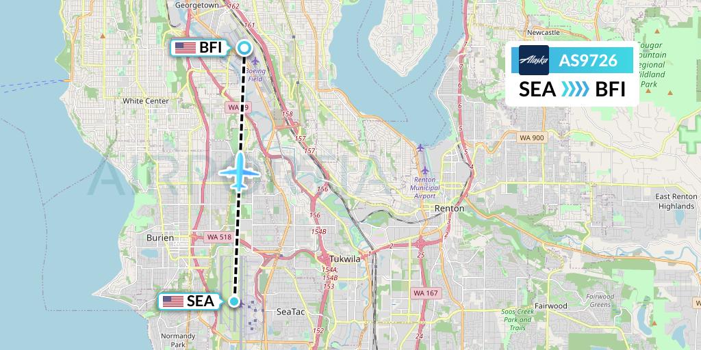 AS9726 Alaska Airlines Flight Map: Seattle to Seattle