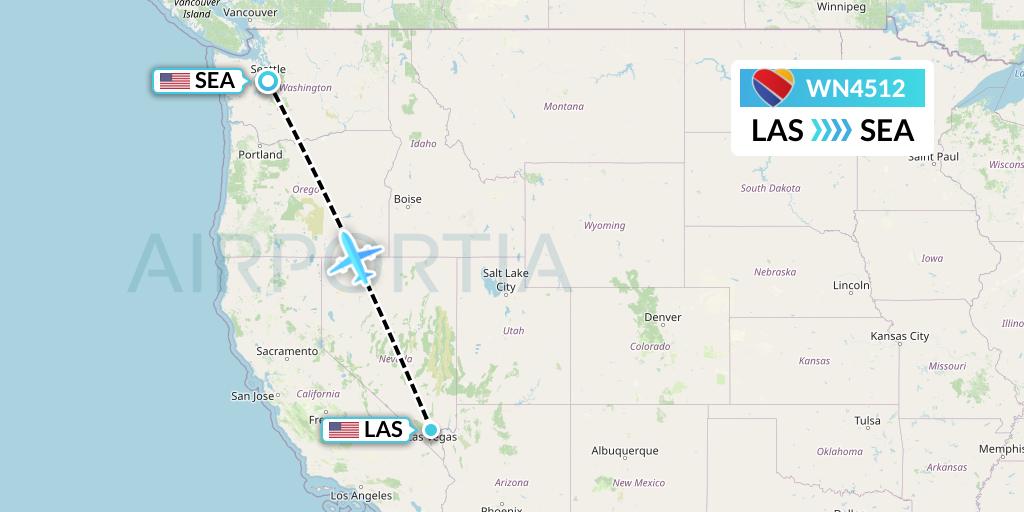 WN4512 Southwest Airlines Flight Map: Las Vegas to Seattle