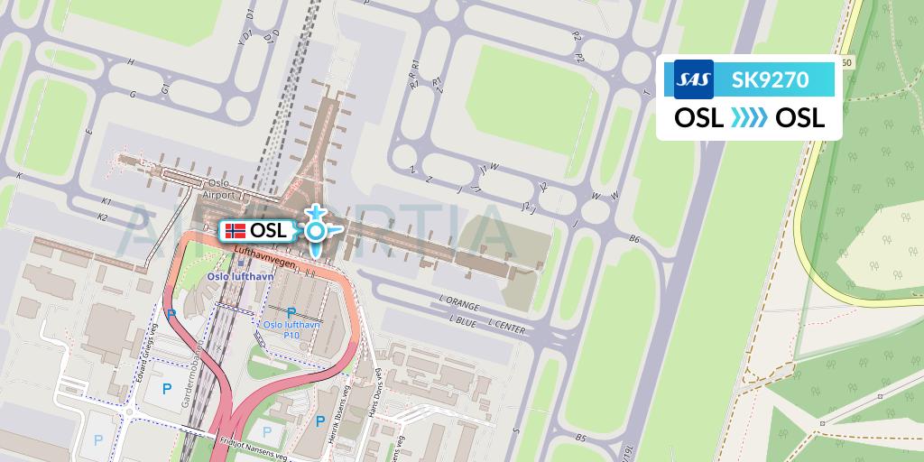 SK9270 SAS Flight Map: Oslo to Oslo