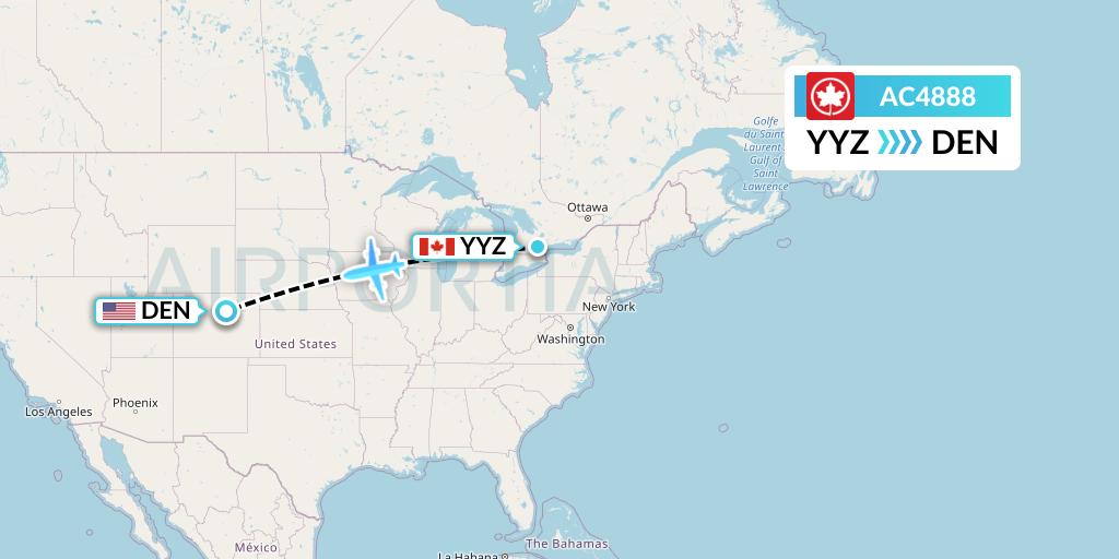 AC4888 Air Canada Flight Map: Toronto to Denver