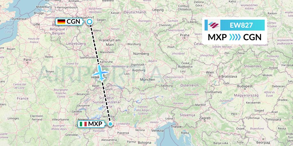 EW827 Eurowings Flight Map: Milan to Cologne