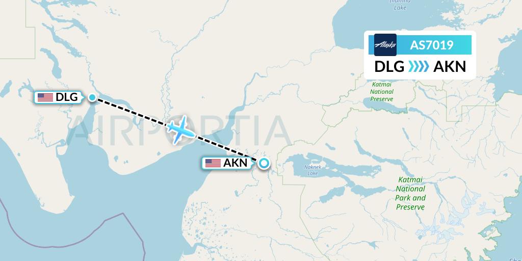 AS7019 Alaska Airlines Flight Map: Dillingham to King Salmon