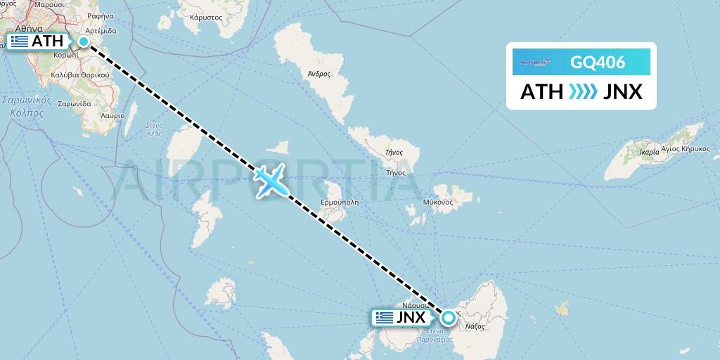 GQ406 Sky Express (Greece) Flight Map: Athens to Naxos