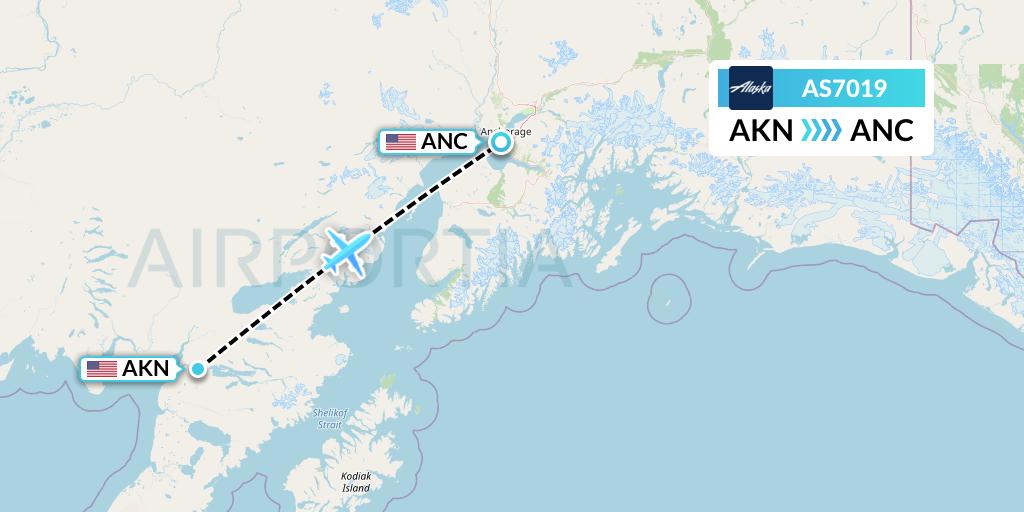 AS7019 Alaska Airlines Flight Map: King Salmon to Anchorage