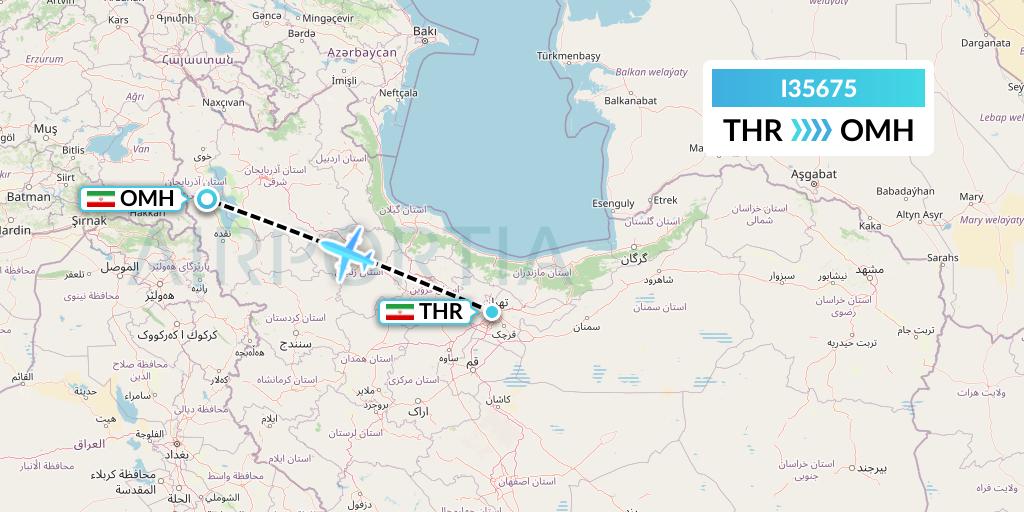 I35675 ATA Airlines Flight Map: Tehran to Urmia