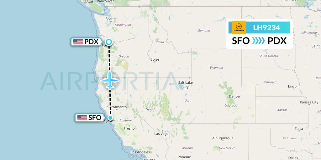 LH9234 Lufthansa Flight Map: San Francisco to Portland