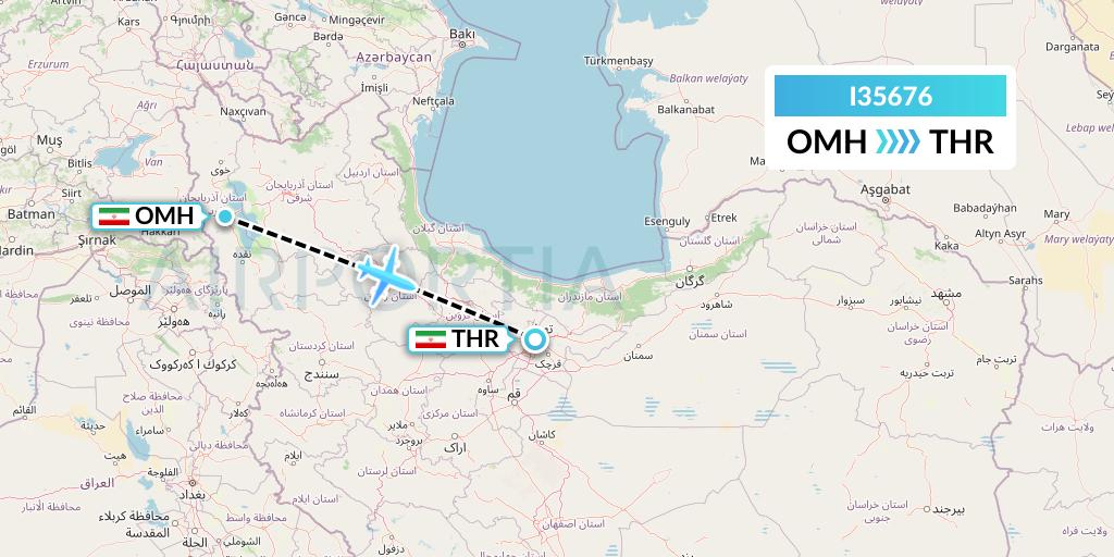 I35676 ATA Airlines Flight Map: Urmia to Tehran
