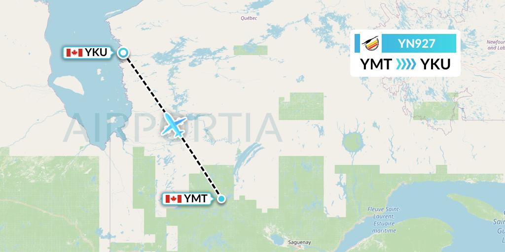 YN927 Air Creebec Flight Map: Chibougamau to Chisasibi