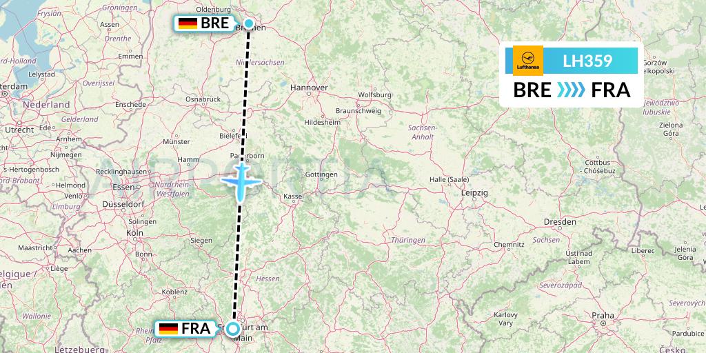 LH359 Lufthansa Flight Map: Bremen to Frankfurt