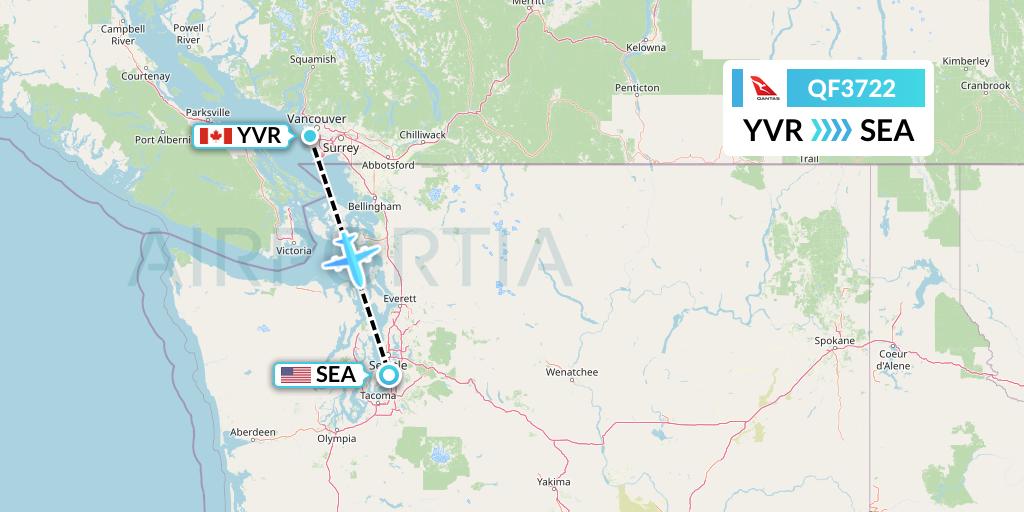 QF3722 Qantas Flight Map: Vancouver to Seattle