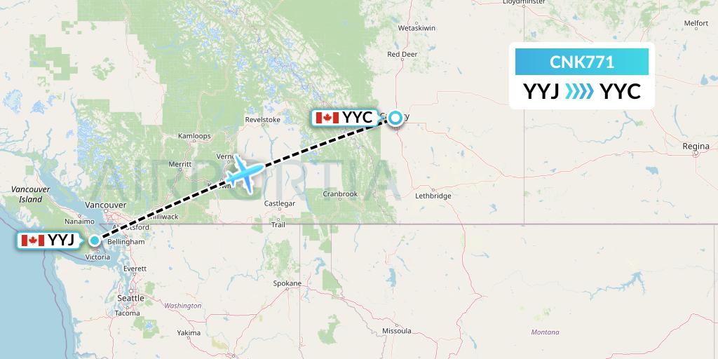 CNK771 Sunwest Aviation Flight Map: Victoria to Calgary