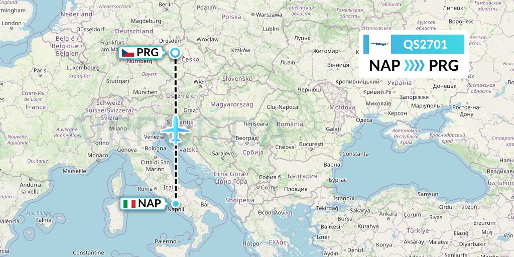 QS2701 Smartwings Flight Map: Naples to Prague