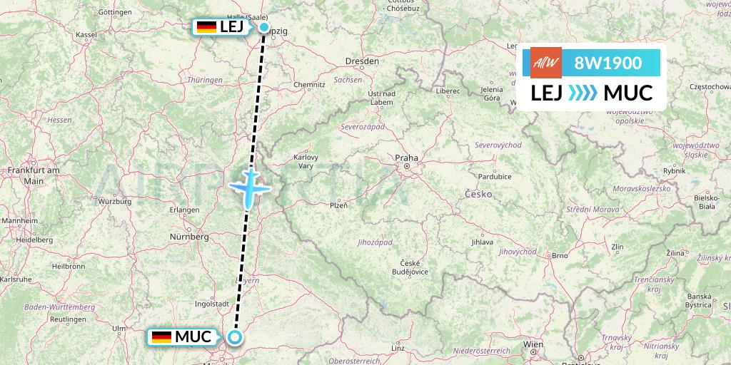 8W1900 Fly AllWays Flight Map: Leipzig to Munich