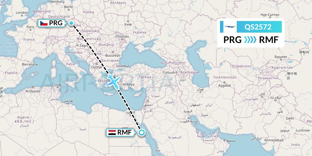 QS2572 Smartwings Flight Map: Prague to Marsa Alam