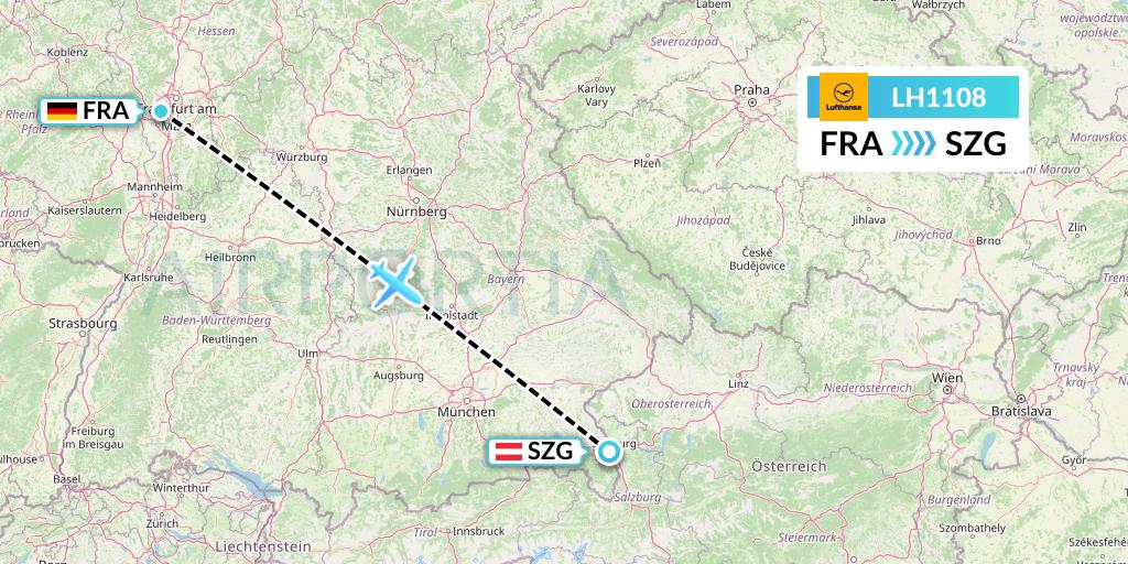 LH1108 Lufthansa Flight Map: Frankfurt to Salzburg