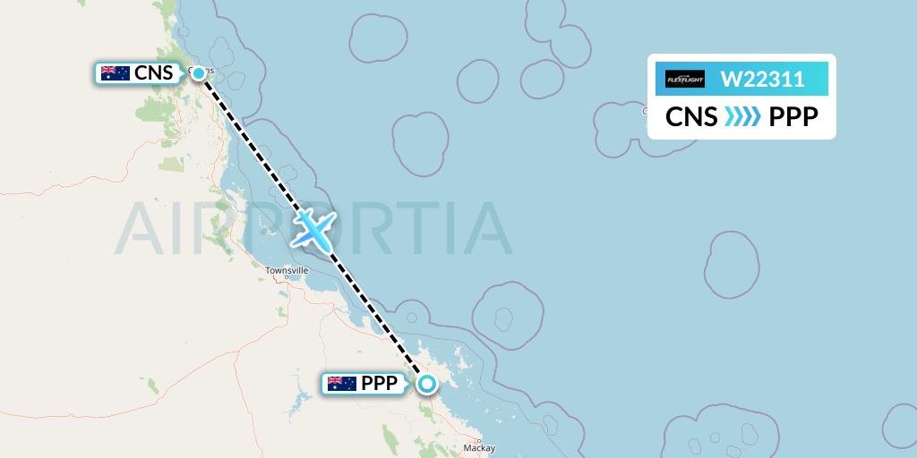 W22311 Flex Flight Flight Map: Cairns to Proserpine