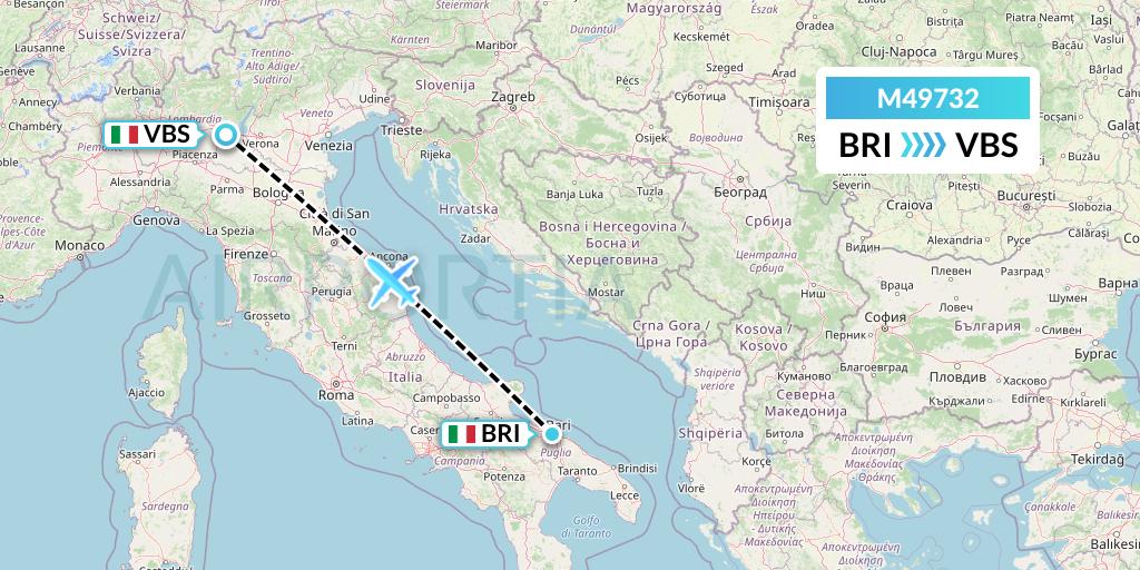 M49732 Mistral Air Flight Map: Bari to Brescia