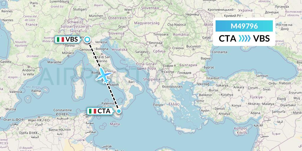 M49796 Mistral Air Flight Map: Catania to Brescia