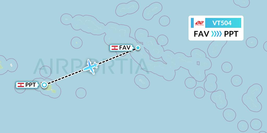 VT504 Air Tahiti Flight Map: Fakarava to Papeete