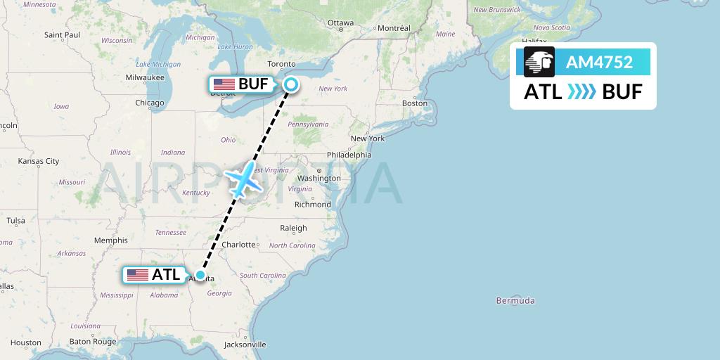 AM4752 Aeromexico Flight Map: Atlanta to Buffalo