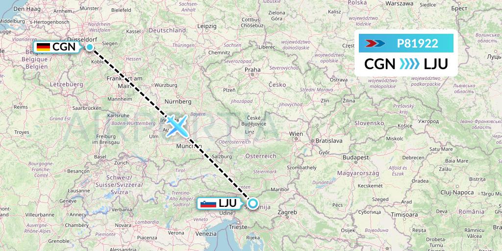 P81922 Sprint Air Flight Map: Cologne to Ljubljana