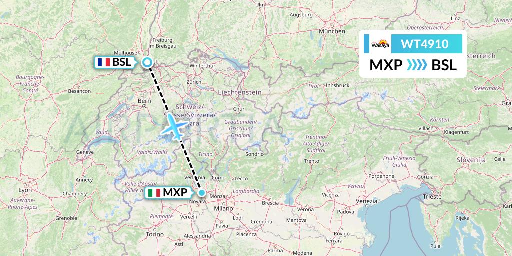 WT4910 Swiftair Flight Map: Milan to Basel