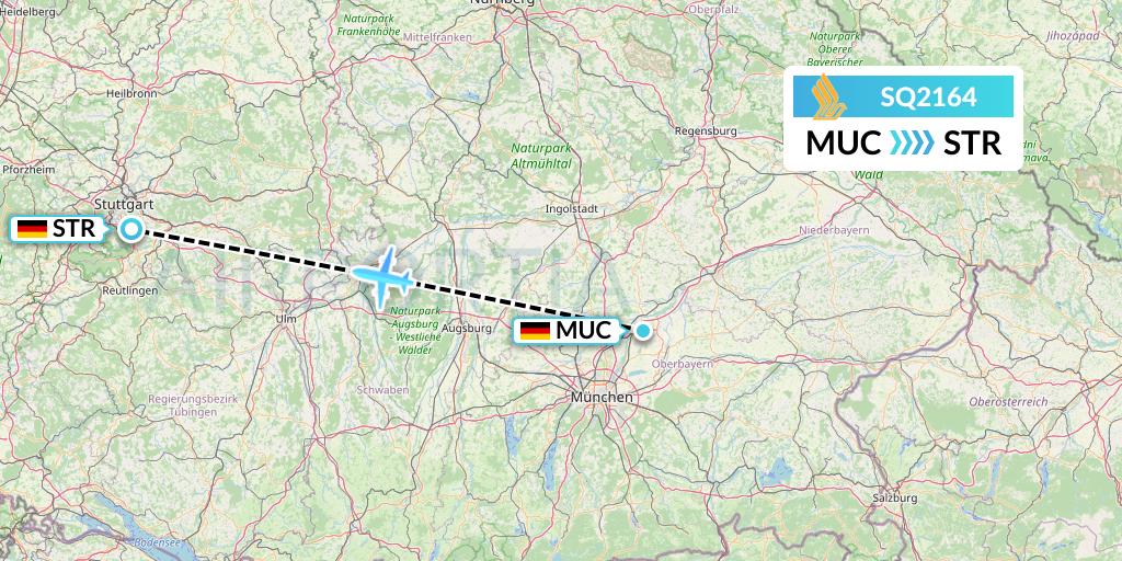 SQ2164 Singapore Airlines Flight Map: Munich to Stuttgart