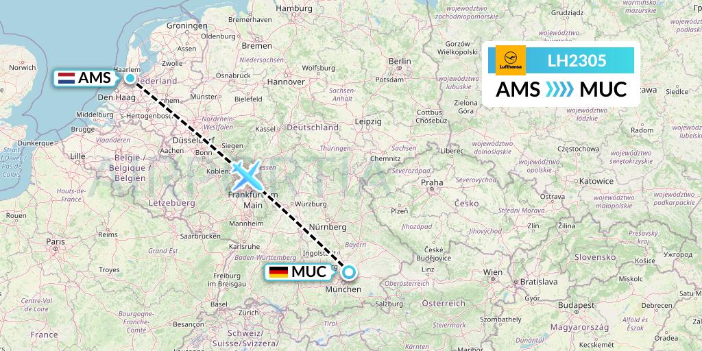 LH2305 Lufthansa Flight Map: Amsterdam to Munich