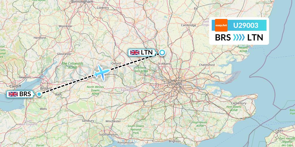 U29003 EasyJet Flight Map: Bristol to London