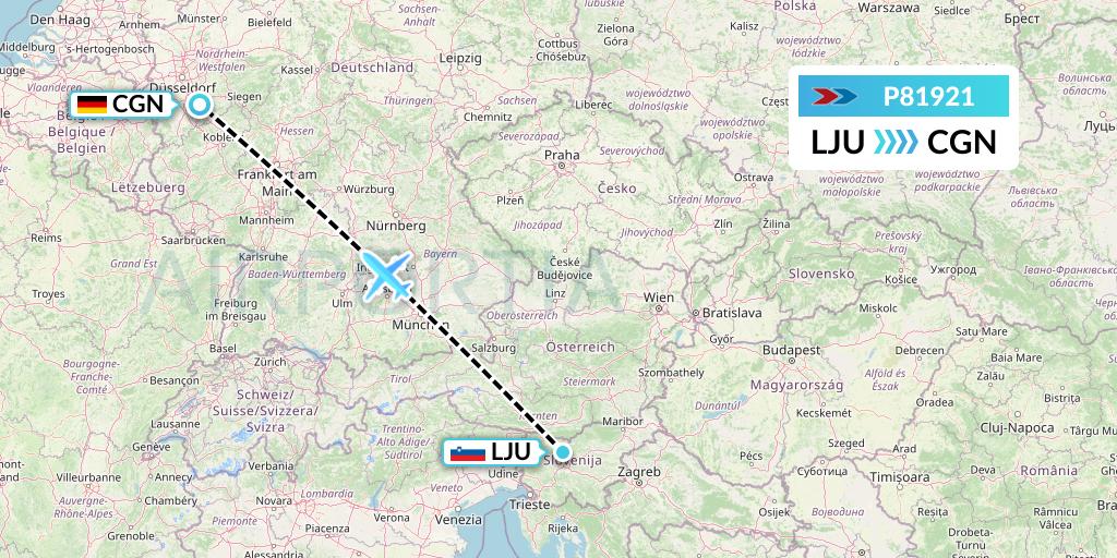 P81921 Sprint Air Flight Map: Ljubljana to Cologne