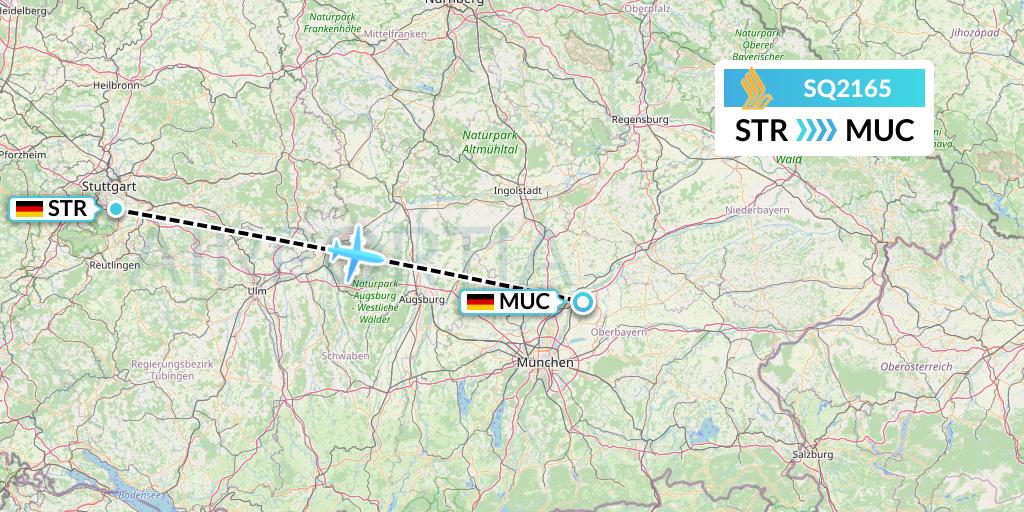 SQ2165 Singapore Airlines Flight Map: Stuttgart to Munich
