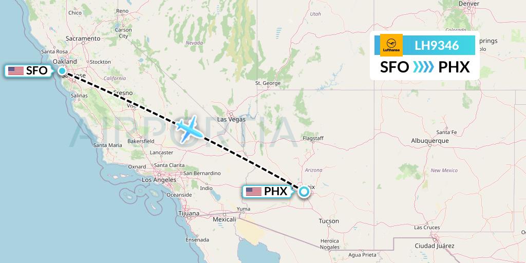 LH9346 Lufthansa Flight Map: San Francisco to Phoenix