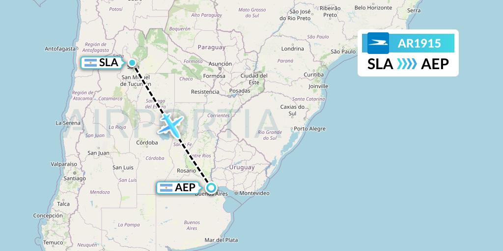 AR1915 Aerolineas Argentinas Flight Map: Salta to Buenos Aires