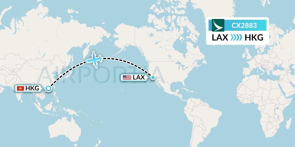 CX2883 Cathay Pacific Flight Map: Los Angeles to Hong Kong