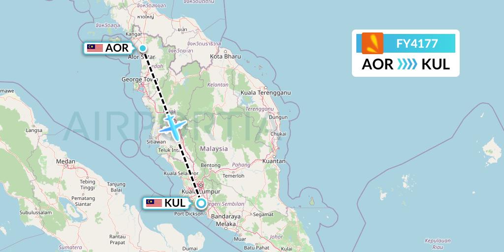FY4177 Firefly Flight Map: Alor Setar to Kuala Lumpur