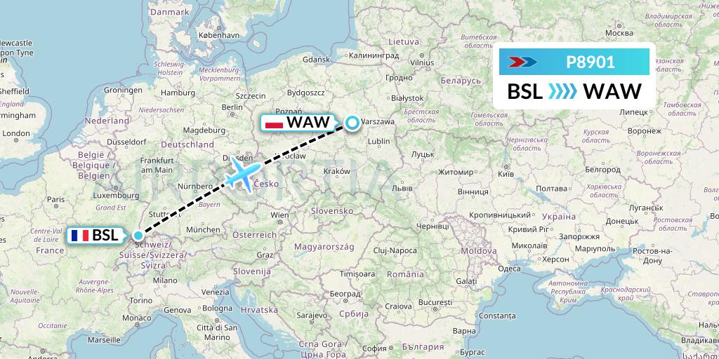 P8901 Sprint Air Flight Map: Basel to Warsaw