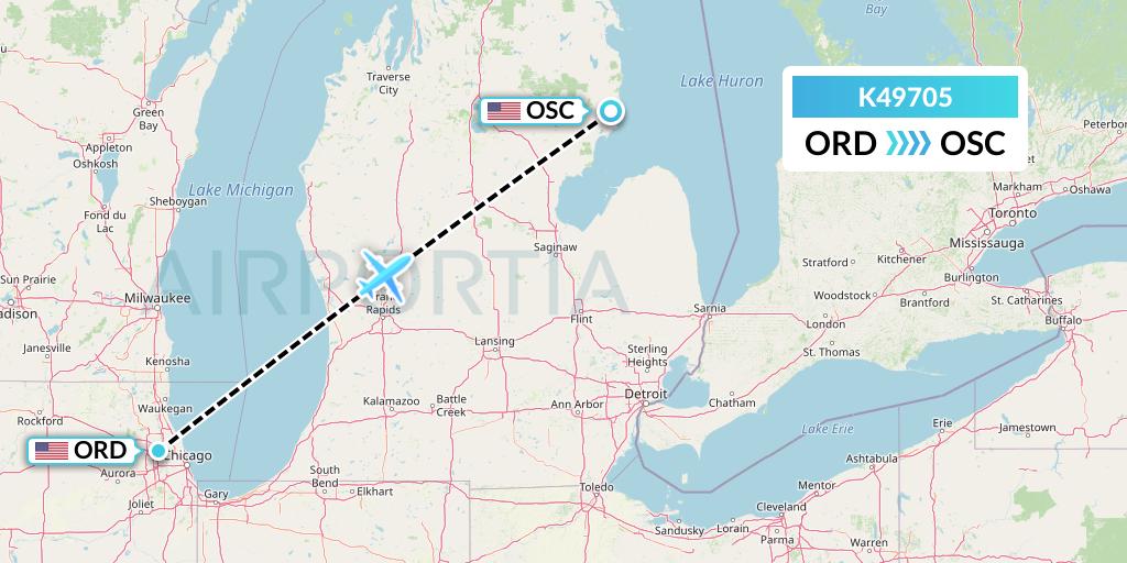 K49705 Kalitta Air Flight Map: Chicago to Oscoda