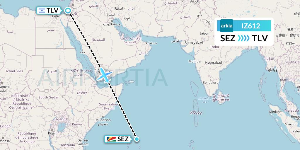 IZ612 Arkia Israeli Airlines Flight Map: Victoria to Tel Aviv