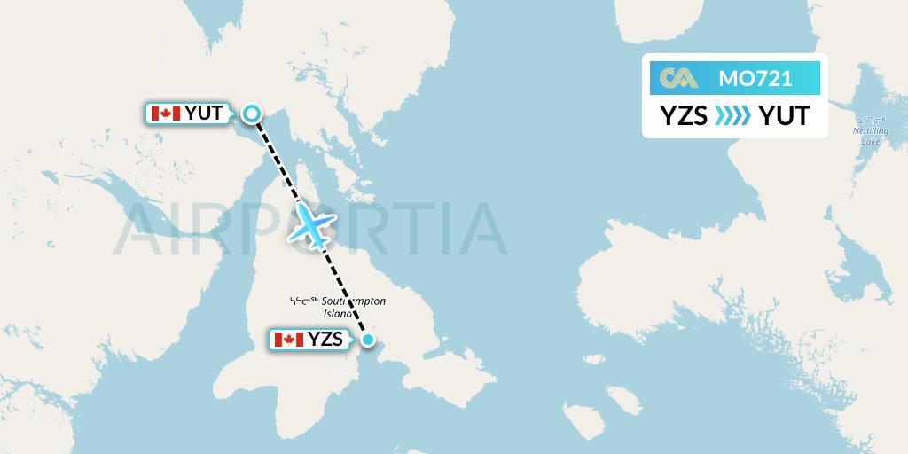 MO721 Calm Air Flight Map: Coral Harbour to Repulse Bay