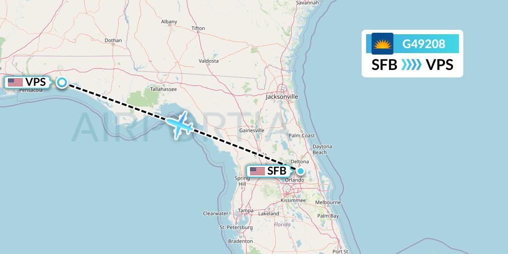 G49208 Allegiant Air Flight Map: Orlando to Valparaiso