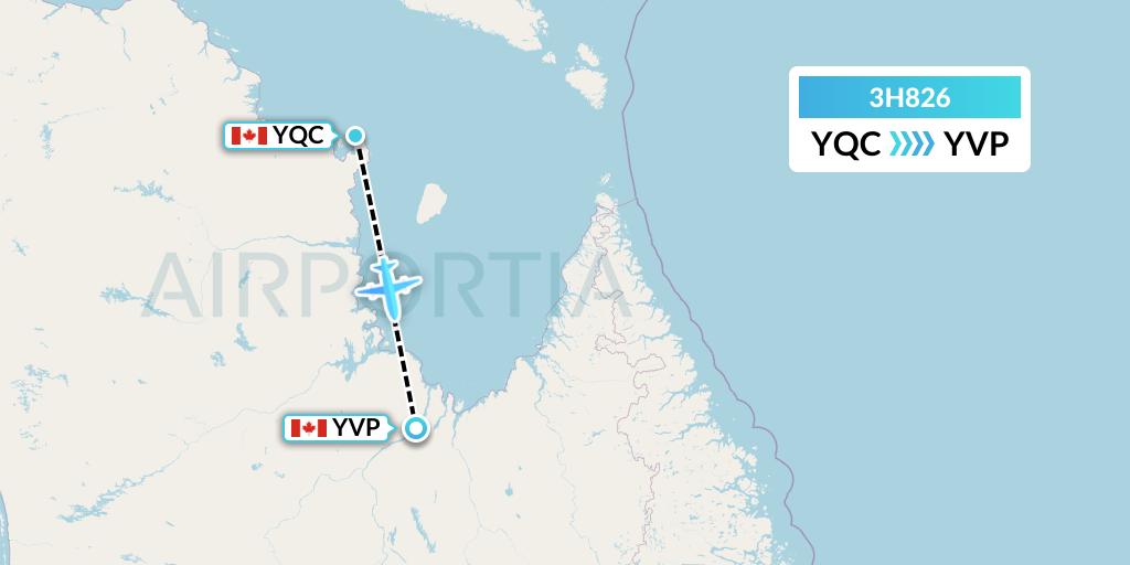 3H826 Air Inuit Flight Map: Quaqtaq to Kuujjuaq