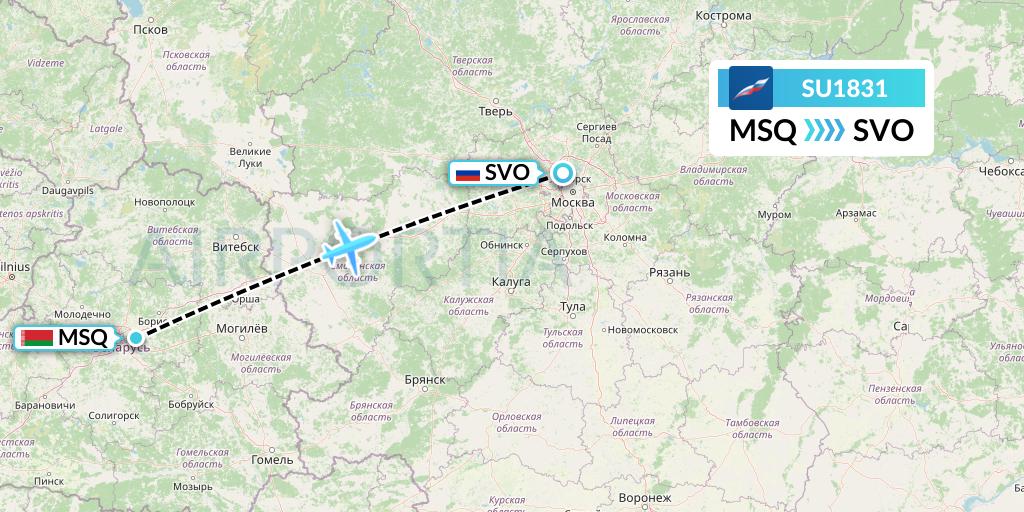 SU1831 Aeroflot Flight Map: Minsk to Moscow