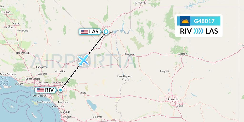 G48017 Allegiant Air Flight Map: Riverside to Las Vegas