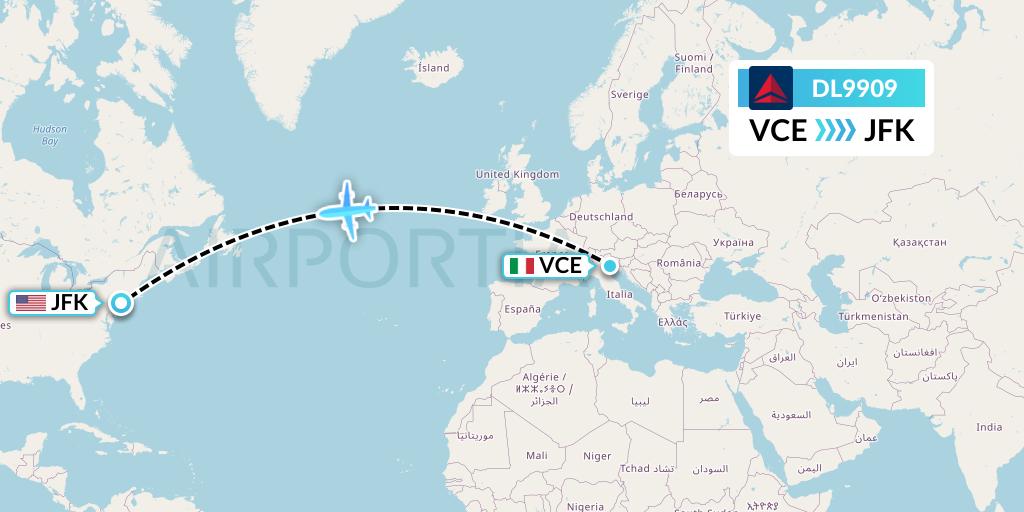 DL9909 Delta Air Lines Flight Map: Venice to New York