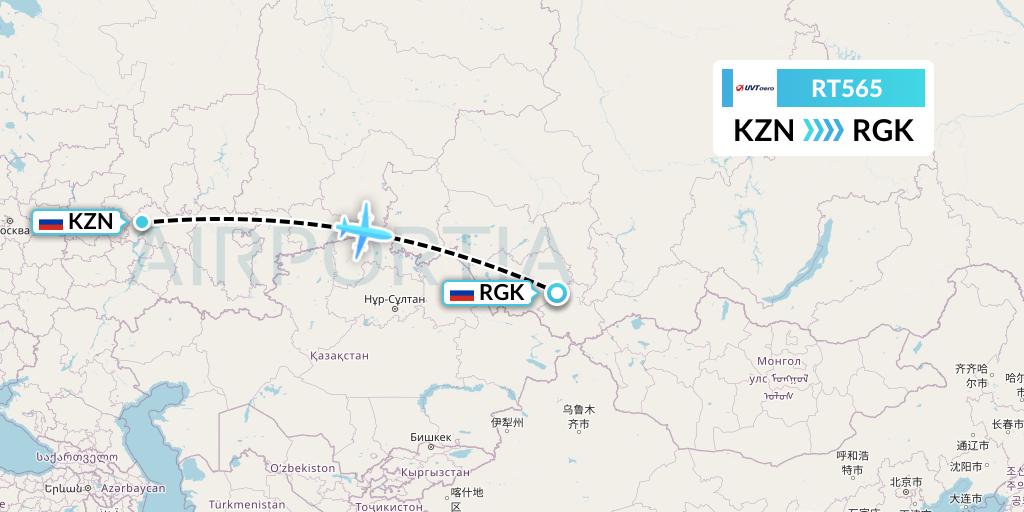 RT565 UVT aero Flight Map: Kazan to Gorno-Altaysk